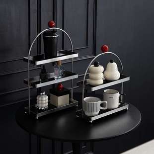不锈钢置物架中古风拱形多层桌面水杯架子卫生间客厅化妆品收纳架