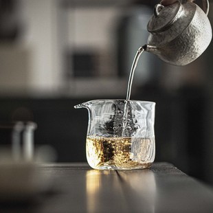 饴山琉璃公道杯手工创意s气泡玻璃公杯四方茶海家用分茶器茶道配