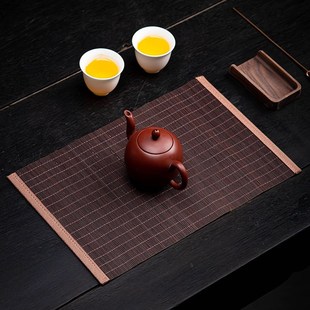 茶u帘竹帘桌旗干泡席家用功夫茶具茶道配 竹编茶席茶桌隔热垫日式