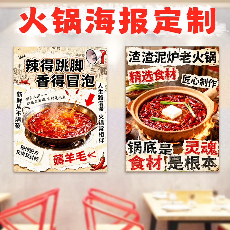 火锅海报定制餐饮饭店广告宣传挂布设计烤肉烧烤开业促销菜品写真