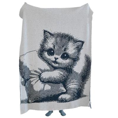 瑞景维奥新品半边绒可爱咪针织毛毯沙发盖肩毯披毯野餐户维外猫搭