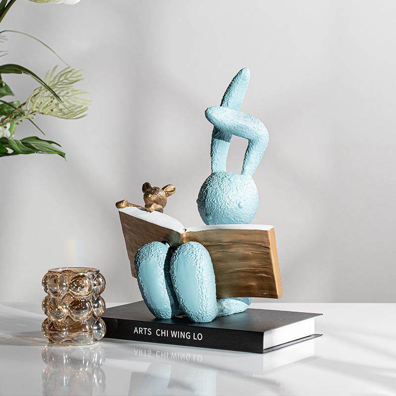 简约DZL房看书小兔摆趣味卡通件样间儿童房书家居运板物装饰品,家居饰品,装饰摆件,淘宝优惠券,粉丝福利购,淘宝优惠卷