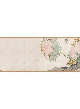 居廉新中式YZ202305花卉蝴蝶主卧壁画民原木风厅植物客发背宿景牡