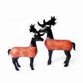 欧式 饰品墙上侣鹿 动物圆雕CD铁皮鹿木质彩绘铁皮鹿情创意摆家居装