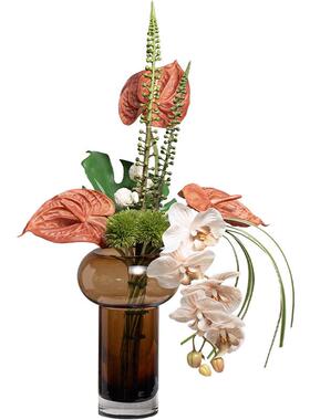 艺贝级子风中古花高感咖色艺术玻璃艺摆件FHY80278客瓶厅花装饰品