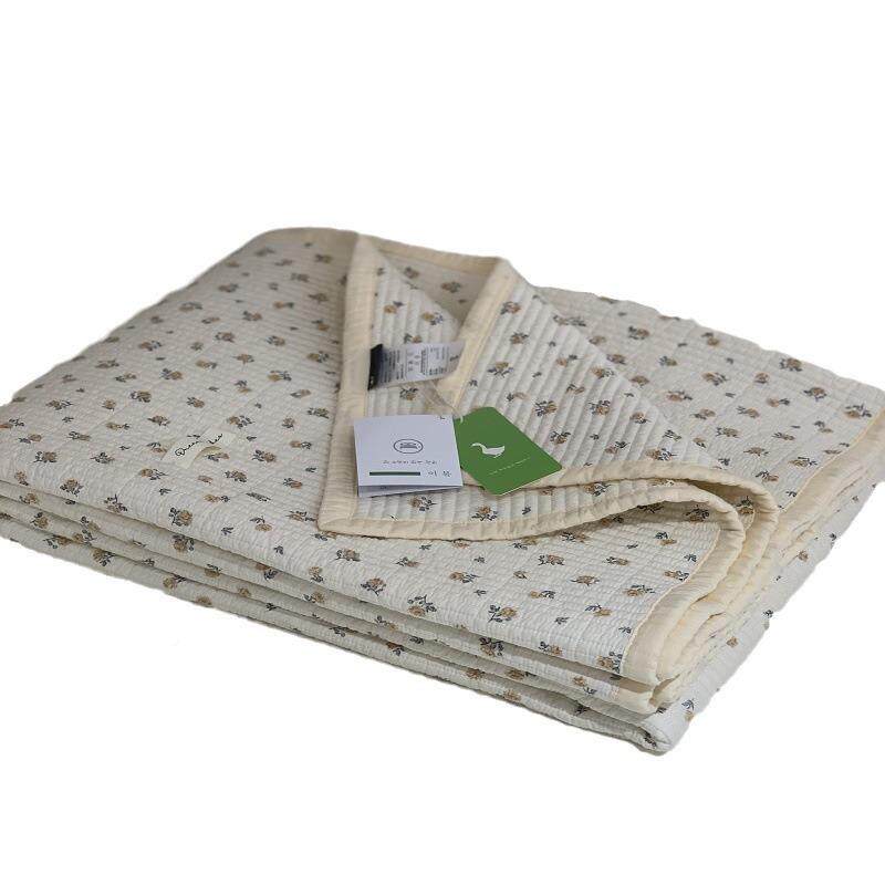 韩国大鹅小清新碎花双面纯棉床盖件单四棉季HT通用全起绗缝床单不