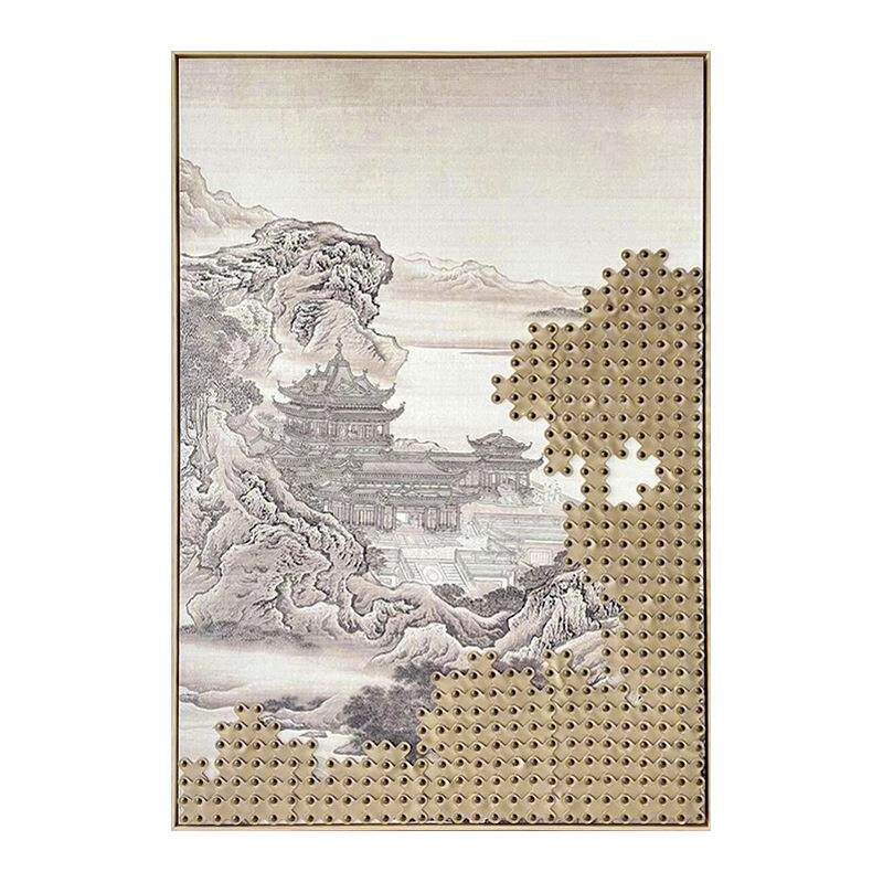 新中式禅意茶室装饰画高板级感客厅设计师LM340国画玄关山水挂样