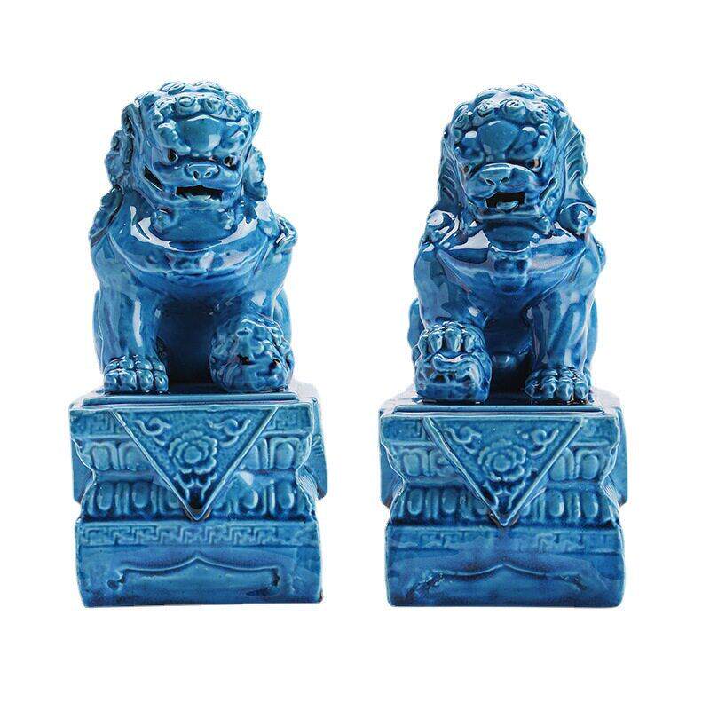 景德镇曾山东造陶瓷狮温狮摆件风水玄关饰品客厅招财工艺品