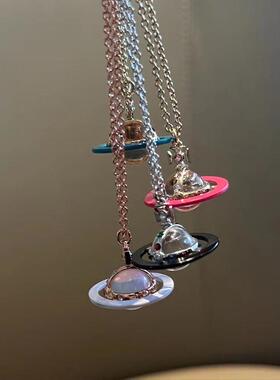 新款orb彩色土星项链立体星球吊坠小众设计感颈链