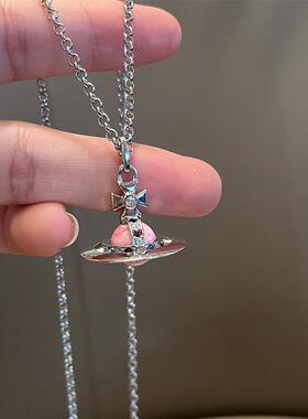 限定色立体土星orb项链粉色阿尔卑斯糖果飞行士小众首饰