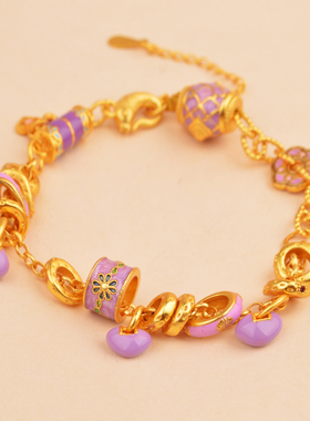 IOEKO女黄铜精致烧蓝跑环桶珠