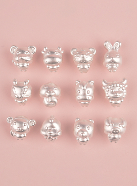 足银十二生肖配件可爱卡通隔珠