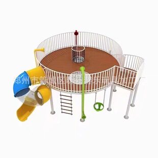 户外儿童无动力幼儿玩具设施大型室外滑梯攀爬网木质组合游乐设备