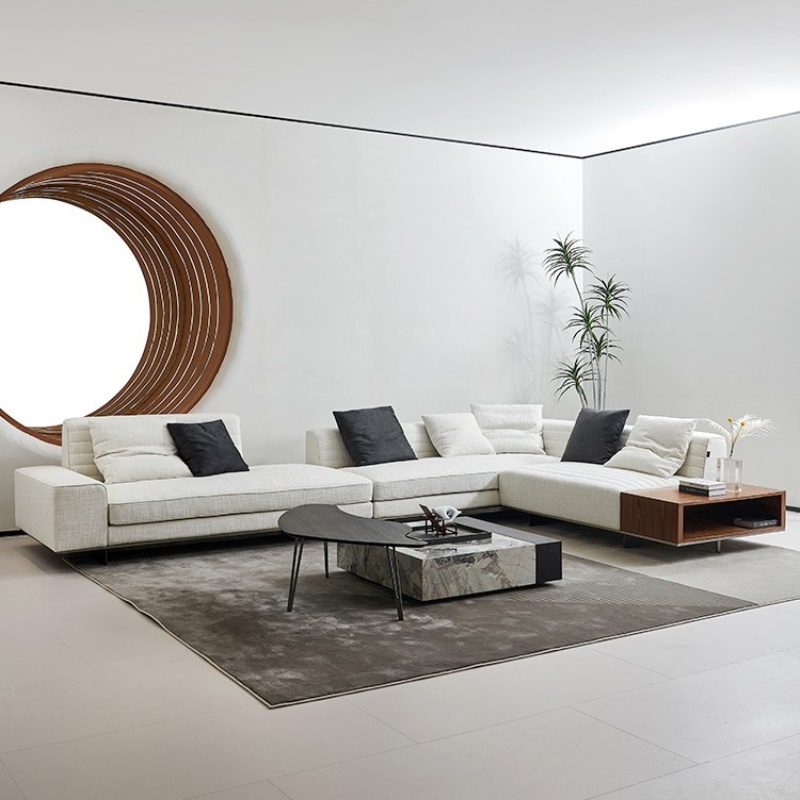 意式极简罗杰布艺沙发贵妃大平层奶油风设计师客厅组合转角沙发