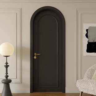 烤漆卧室复古门 网红玻璃室内平开门 法式 圆弧拱形门造型