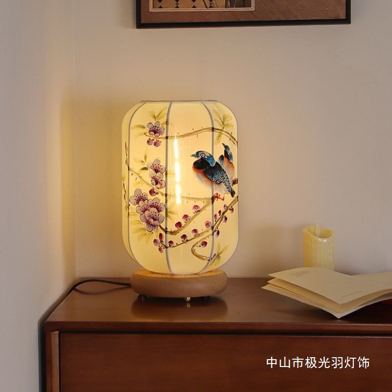 宋式美学台灯客厅书房古典氛围灯古风布艺装饰手绘摆件卧室床头灯