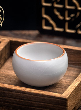 汝窑羊脂白玉釉禅定杯高端礼品伴手礼主人杯瓷器汝瓷收藏功夫茶