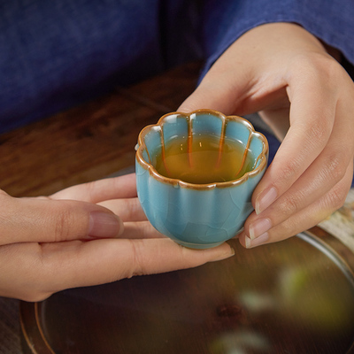 天琅窑汝窑天青釉宝莲杯