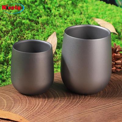 户外纯钛水杯露营野营用品钛杯家用杯子双层蛋壳杯泰达尼饮水口杯