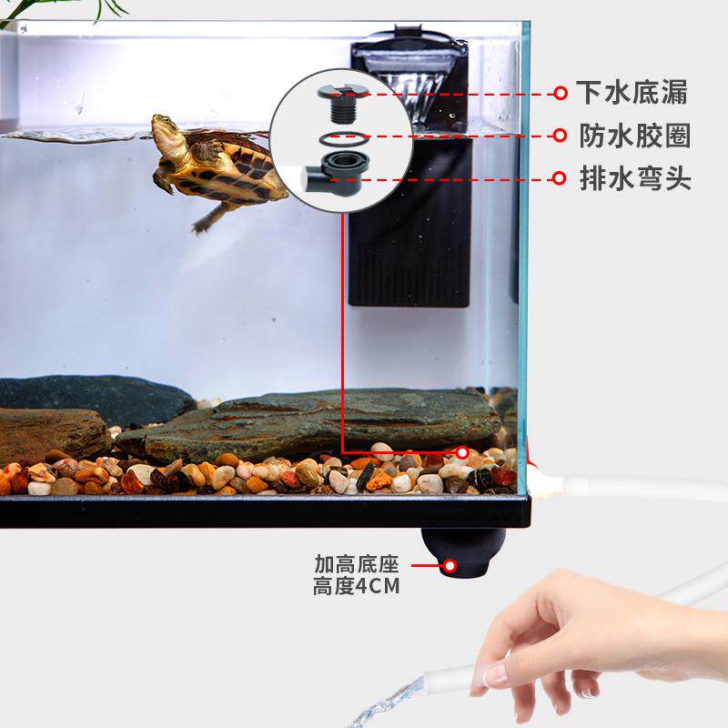 乌龟缸大型家用带晒台超白玻璃底排养乌龟专用深水生态龟鱼混养缸 - 实物图