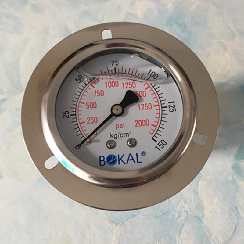 背式耐震压力表0-150kg充油液压表2000psi轴向油压表15mpa面板式