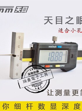 天目0-10MM细杆圆孔深孔数显深度尺尖头轮胎深度花纹尺胎纹卡尺