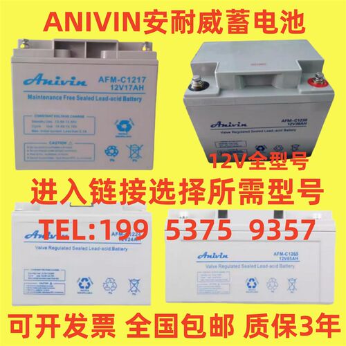 ANIVIN安耐威蓄电池AFM-P/C1238 12V17AH24AH38AH65AH100AH直流屏