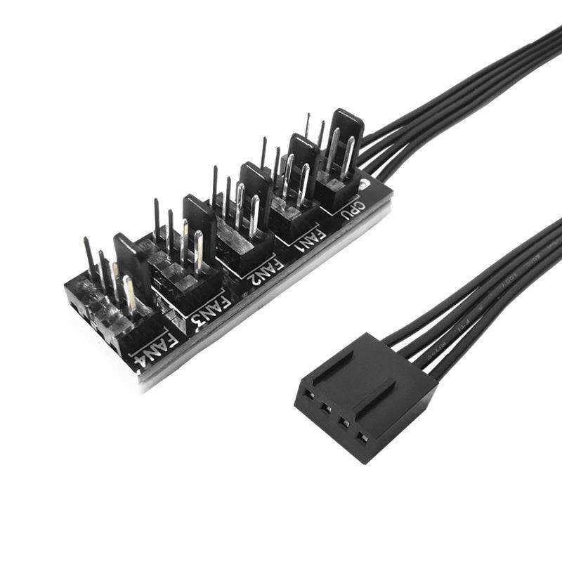 电脑机箱风扇hub集线器一拖五主板4pin针一分五pwm温控调速扩展板