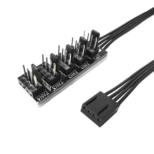 电脑机箱风扇HUB集线器一拖五主板4Pin针一分五PWM温控调速扩展板