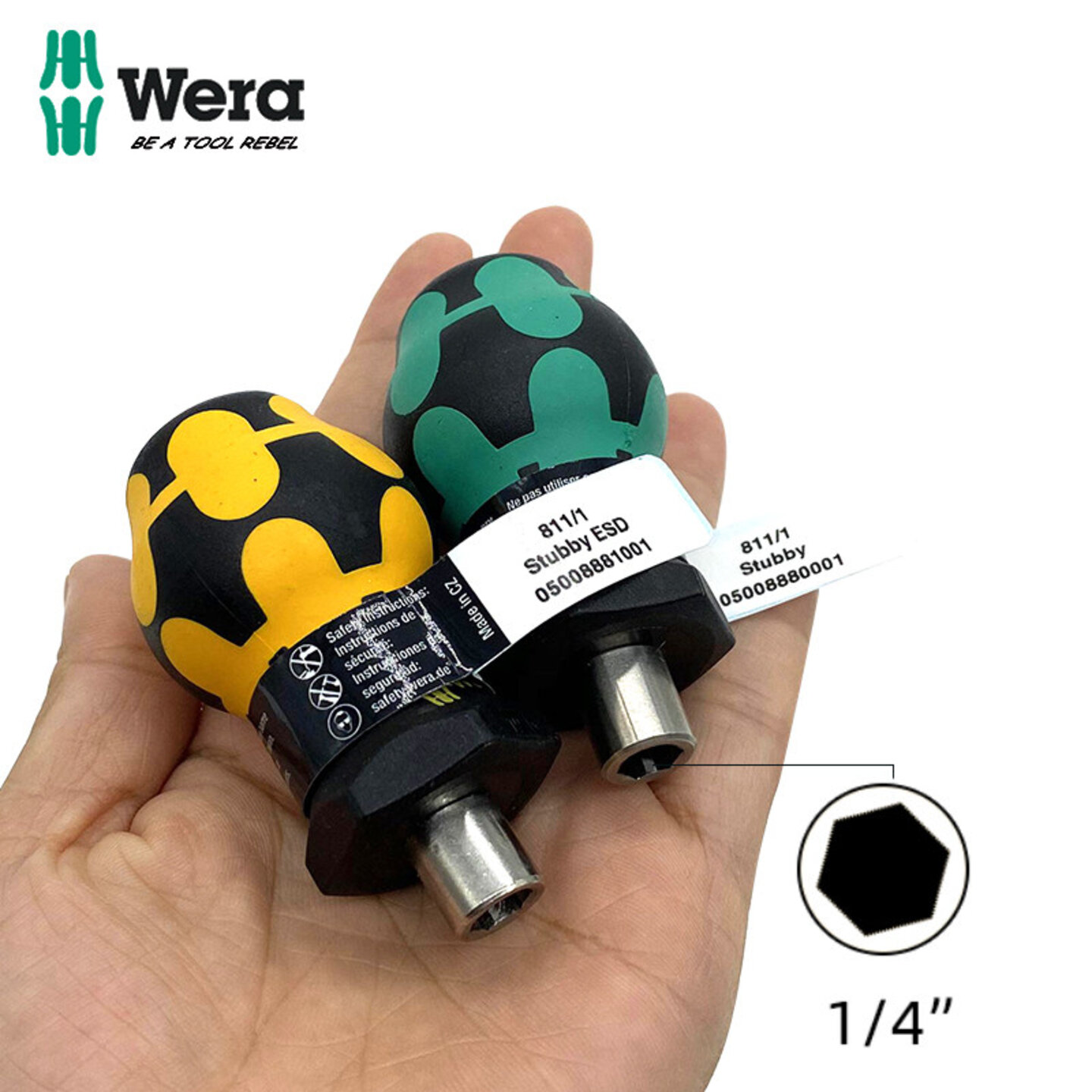德国维拉WERA 1/4 6.3 短柄螺丝批头把手 强磁螺丝刀手柄 811 ESD