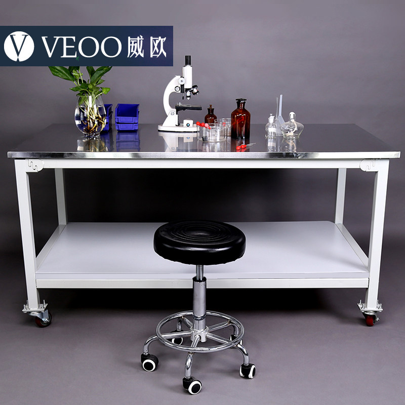 不锈钢双层工作台 实验室测试台 带轮移动实验桌 电子仪器实验台图片