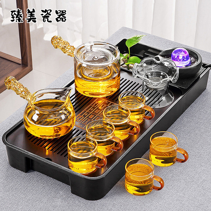玻璃茶具套组家用泡红茶壶高档轻奢透明泡茶器小茶盘喝茶功夫茶杯