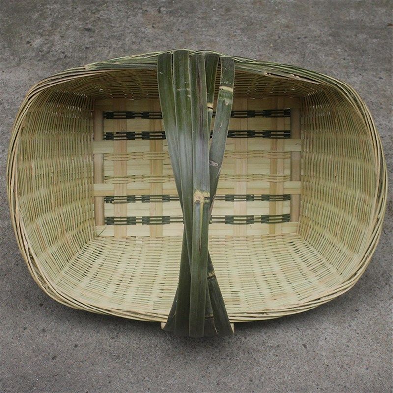 定老人手a工精编织手提中号菜篮竹篮子装鸡蛋水果收纳竹筐竹编制