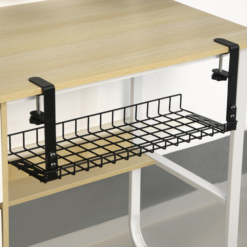 桌下理线架免打j孔可调节桌底电线理线器桌面整理架收纳架免安装