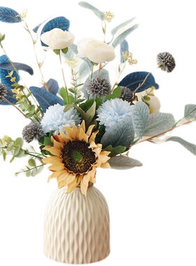 2021新款高档仿真p花假花摆设客厅餐桌花摆花家居插花装饰花艺摆