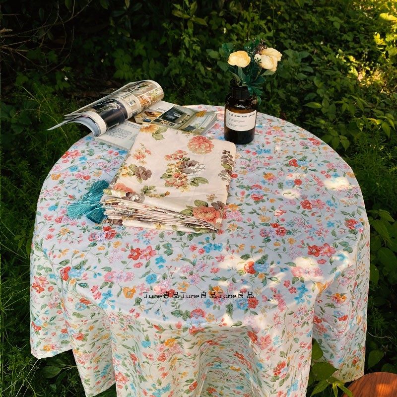 田园碎花c复古桌布ins奶油玫瑰圆桌流苏盖布纯棉文艺餐桌茶几餐垫,居家布艺,桌布,淘宝优惠券,粉丝福利购,淘宝优惠卷