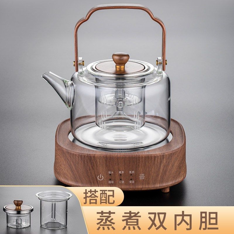 玻璃煮茶壶电陶炉 蒸煮茶壶喷淋式蒸汽养生茶壶Q 老白茶专用煮茶