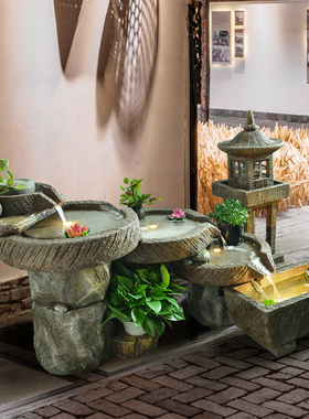 石墨假山流水喷泉室内o玄关办公室店铺景观装饰循环水落地鱼池摆