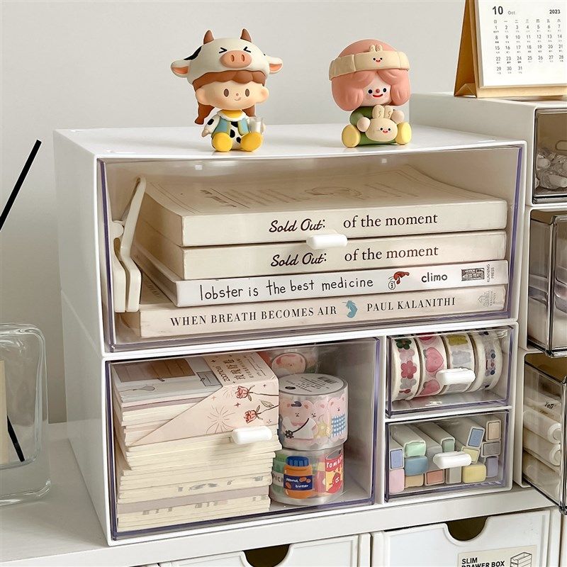 透明桌面收纳盒抽屉式亚克力x笔筒盒化妆品整理盒办公室防尘置物,收纳整理,桌面收纳盒,淘宝优惠券,粉丝福利购,淘宝优惠卷