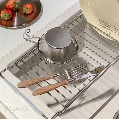 304不锈钢可伸缩水槽置s物架沥水篮多功能果蔬碗盘收纳架控水神器