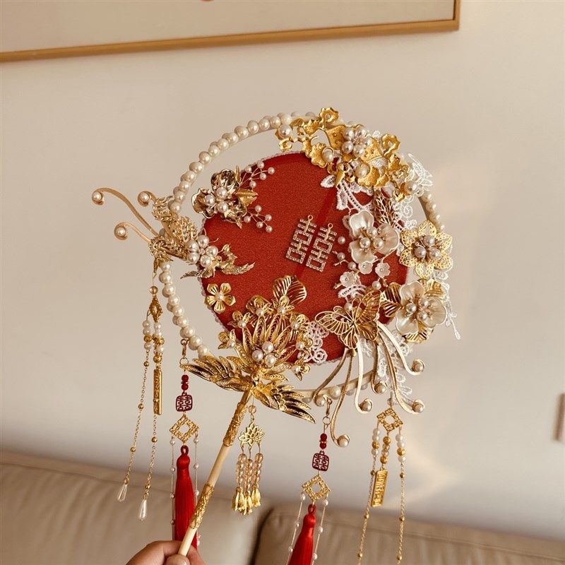 新娘中式团扇秀禾服结婚礼出嫁手z工喜扇diy材料包饰闺蜜礼物扇子,家居饰品,工艺扇/团扇/喜扇/折扇,淘宝优惠券,粉丝福利购,淘宝优惠卷