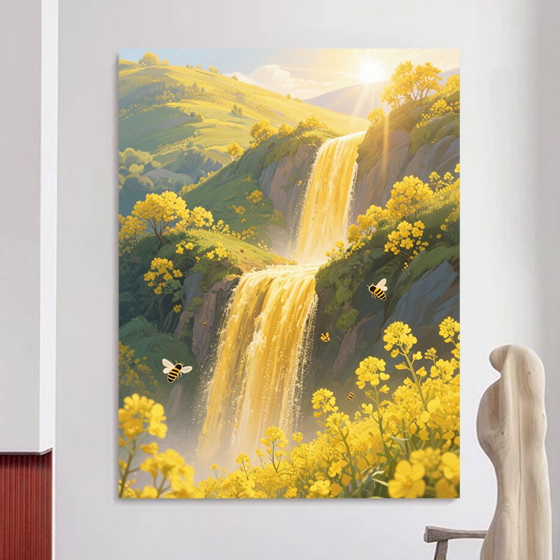 流水生财数字油画 画diy填色手工填色手绘油彩画 画丙烯颜料X减压
