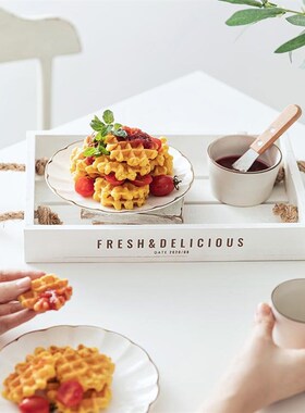 闻森家居木质森系kins摆件托盘美食美式复古做旧砧板餐厅摄影道具