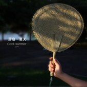 流苏扇 婴q儿扇子纯手工灯芯草编织扇中式 儿童蒲扇老式 夏季