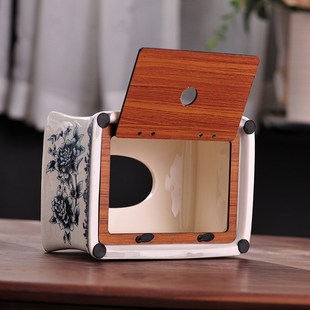 美式纸巾盒客厅轻奢陶瓷抽纸盒复古F纸抽盒欧式创意法式高档摆件