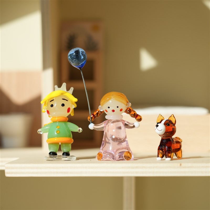 琉璃手作可爱牵气球的双马尾小女孩车载桌面N摆件粉红裙子女生礼