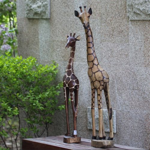非洲黄桑木木雕长颈鹿摆件 办公室吉祥实木摆件 木质工艺品雕刻