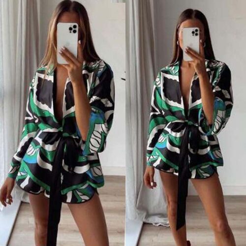 极速ZBZA 2022 Women Business Suit Summer Fashion Green Print