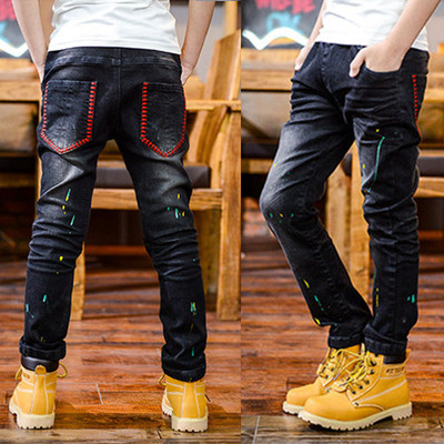 极速IENENS 5-13Y Young Boy Straight Jeans Casual Trousers Ki