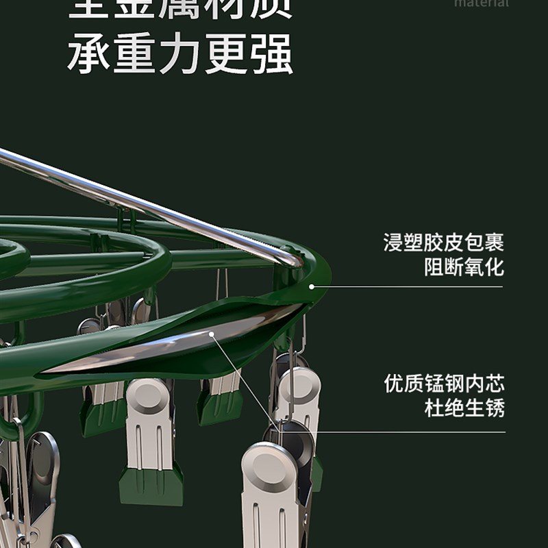 不锈钢家用晾衣架多夹子挂袜子架婴儿多功能晾内衣夹阳台晾晒神器